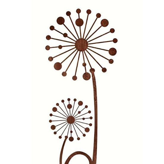 Rusty Dandelion Stake Metal Flower Garden Stake Yard Decoration Outdoor Decor Dandelion Stake for Courtyard Lawn Pathway