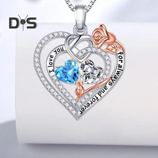 Ожерелье с сердцем «Я люблю тебя навсегда» для женщин, ожерелье с золотыми розами и кубическим цирконием, подарок на день святого Валентина, день рождения, для жены и мамы