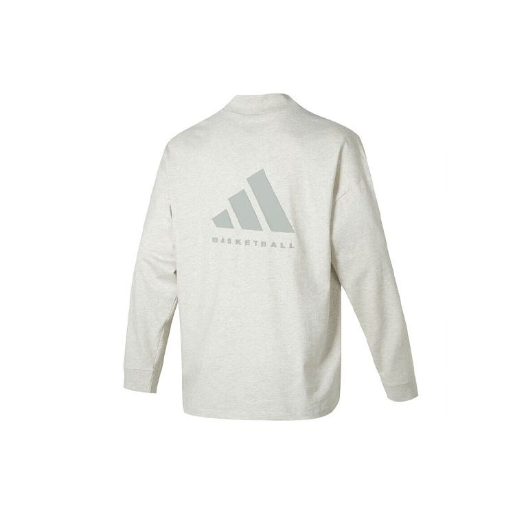 adidas Алфавитный логотип с принтом Спортивная беговая фитнес-тренировка Повседневная футболка с длинными рукавами Топы унисекс Серый IX1971