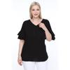 Women's Large Size Flounce Sleeve Blouse Black L2319