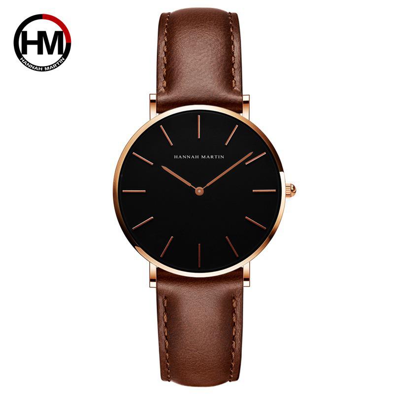 Women's Waterproof Quartz Watch with Leather Strap - Japanese Movement