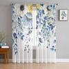 Plants Eucalyptus Leaves Wildflowers Sheer Curtains for Living Room Decoration Window Curtains Kitchen Tulle Voile Curtains