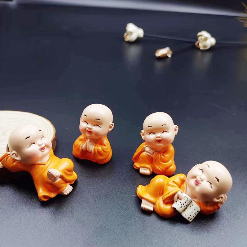 Zen Monk Ornament: Four No's Kung Fu Desktop Decoration Flower Pot for Car, Office Desk, or Entrance