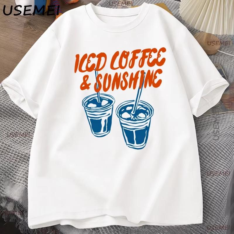 Iced coffee t-shirt and gift solropa for aUnisextes of coffee printed t-shirt for Coffee Club with vibrations of