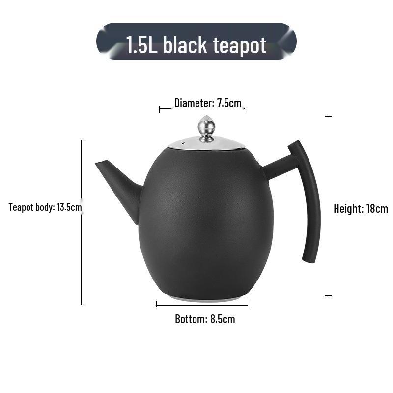 Утолщенный черный классический чайник из нержавеющей стали для ресторана и отеля, подходит для индукционных плит, маленький чайник для чайной церемонии.