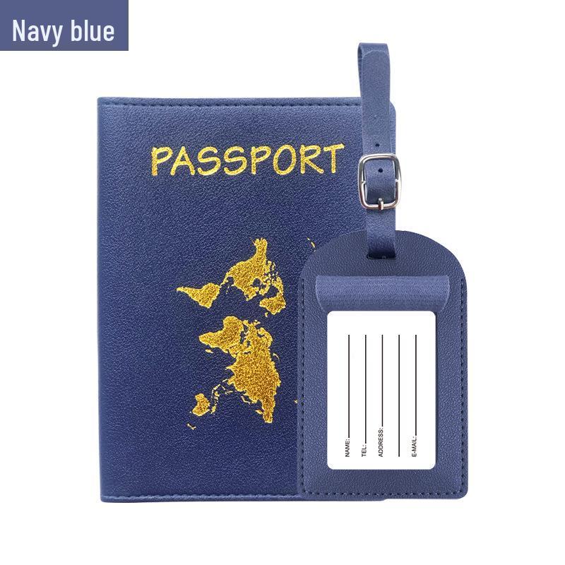 Customizable PU Leather Passport Cover with Hot Stamped Logo, Map, Luggage Tag, & Passport Holder Set