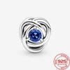 Оригинальный сентябрьский синий камень вечности круг подвеска подходит модный браслет S925 стерлингового серебра Шарм DIY женщина кулон подарок