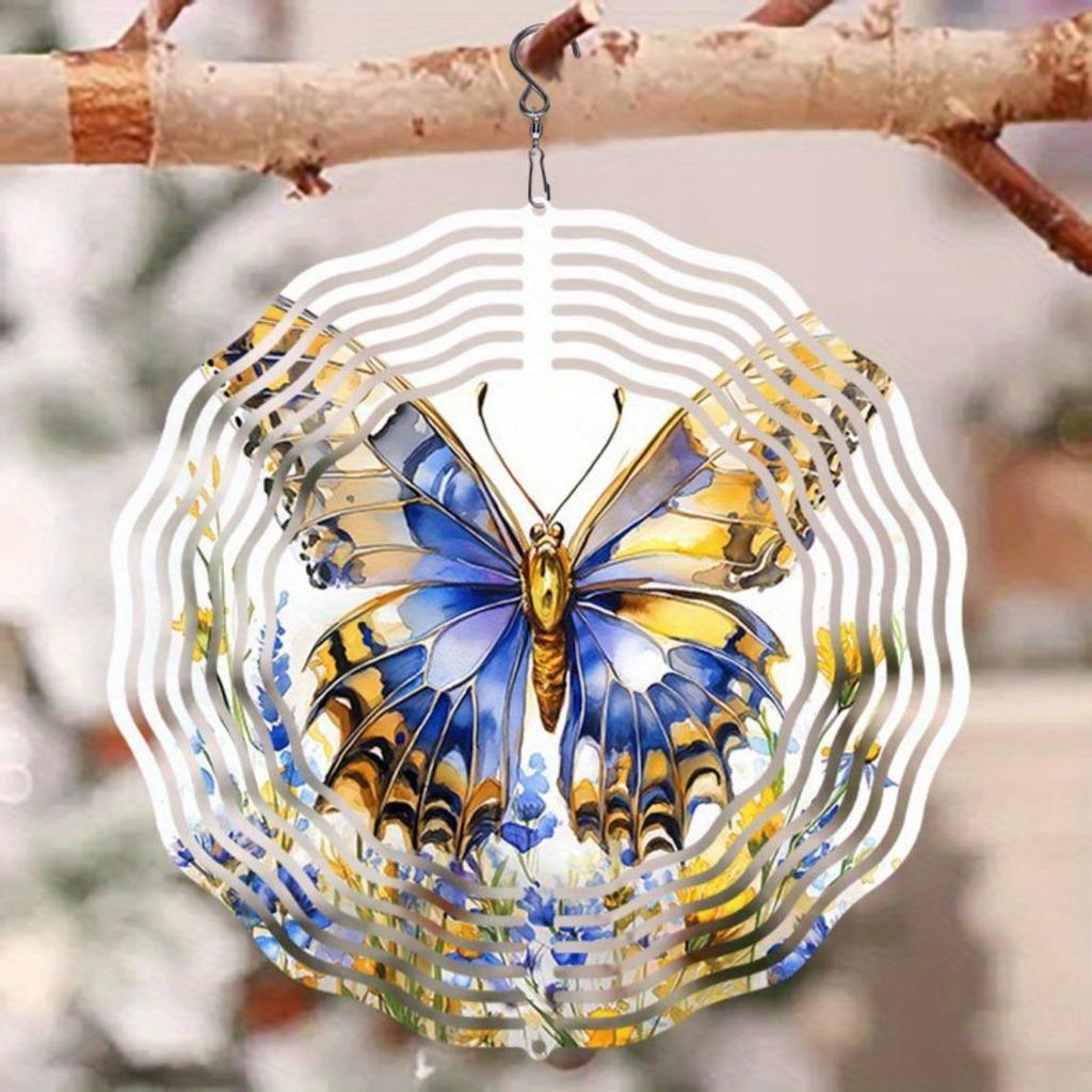 Colorful Butterfly Flower Metal Wind Chime for Outdoor Garden Patio Balcony Decoration No Battery Needed Durable Indoor Outdoor Decor