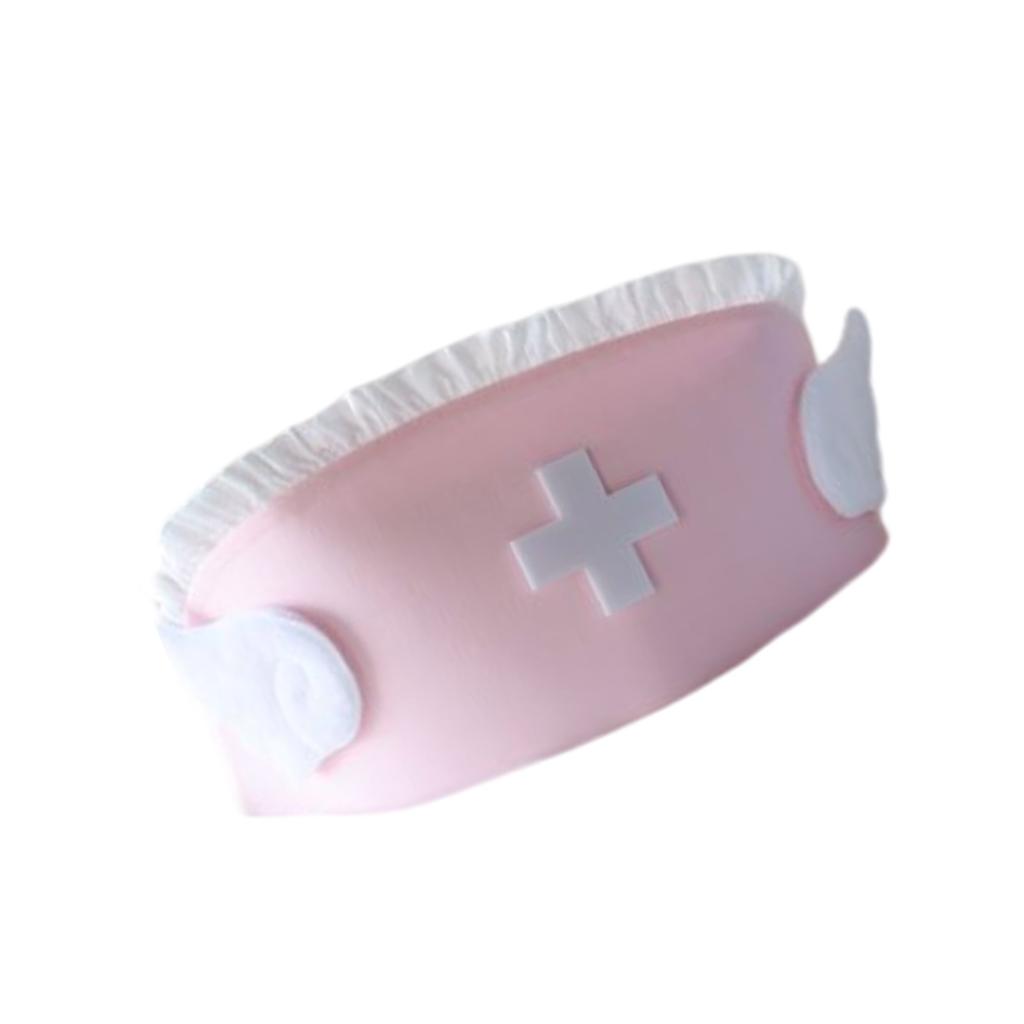 Adult Nurse Hat with Angel Wings Decoration Nursing Hat Costume Accesories Halloween Role Play Party for Women