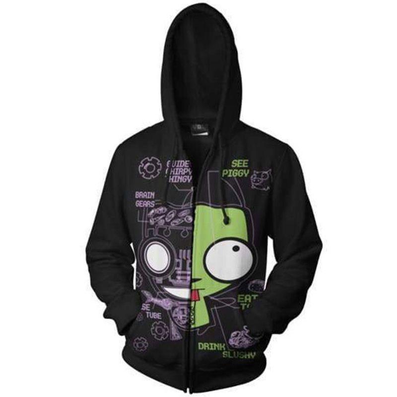 Костюм Захватчика Зима Принтованная мужская толстовка с капюшоном на молнии из удобного мягкого материала