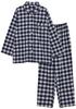 Kaituck Family Women's Flannel Shirt Pajamas, Long Sleeve, Check Pattern, Spring/Autumn (Size L, Navy)