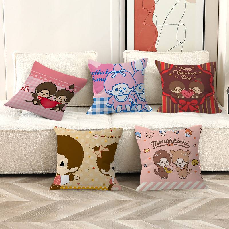 Popular Logo MMonchhichi Fashion Pillow Cover Sofa Cushion Cover Home Room Decoration Children Gift