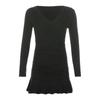 High Waist Women's Hip Hugging Skirt Pleated Y2k Slim Fit Dress Sweet Long Sleeve Dress  Club
