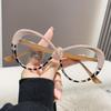 Flat Women's Ultra Light Round Cat Eye Frame Large European and American Street Style Anti Blue Light Lens