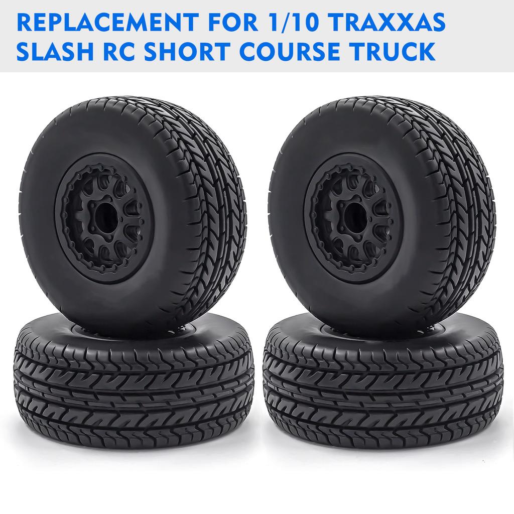RC Crawler Rubber Tires RC Car Tires 4pcs 12mm Hex Replacement for 1/10 Traxxas Slash RC Short