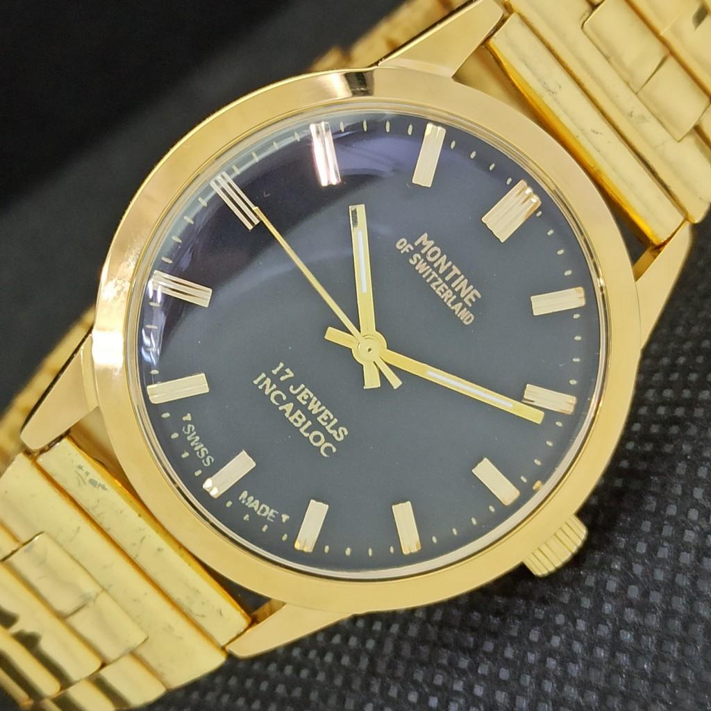 ВИНТАЖНЫЕ МУЖСКИЕ ЧАСЫ MONTINE OF SWITZERLAND 17J INCABLOC С ЗОЛОТЫМ ПОКРЫТИЕМ a285401-1