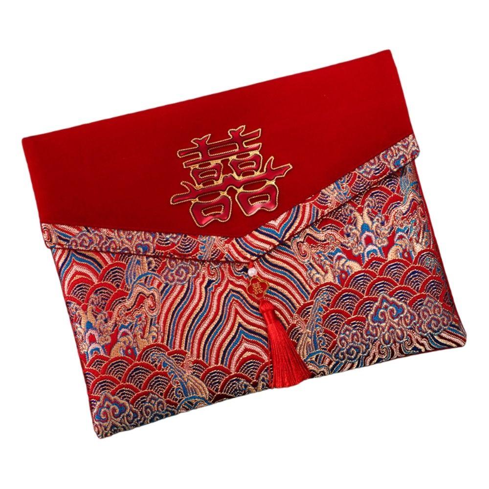 Brocade Cloth Brocade Red Envelope New Year Blessing Words New Year Money Bag Lady Girls