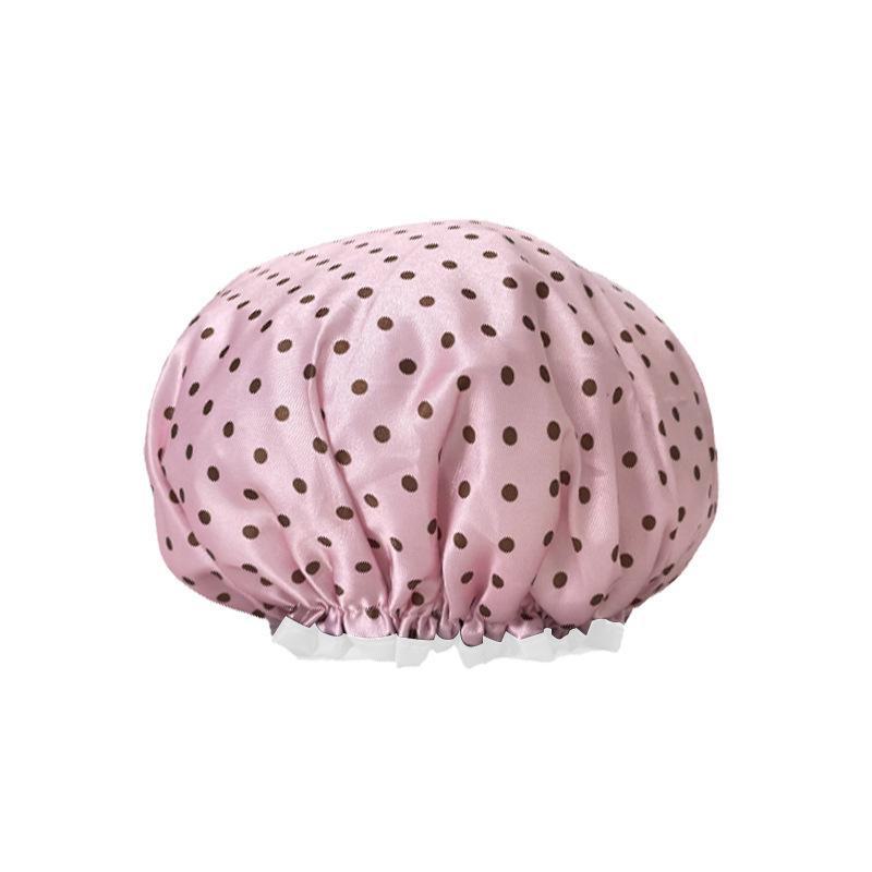 Fashionable Waterproof Double-Layer Cartoon Shower Cap for Women