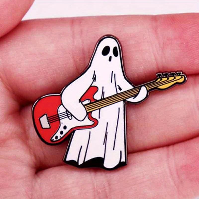 Punk Guitar Ghost Brooch Halloween Badge Decoration Pins
