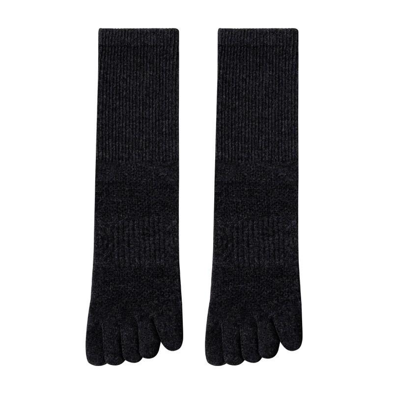 Однотонные носки с пятью пальцами Мужские носки средней длины из чистого хлопка, бесшовные, дышащие, влагоотводящие, дезодорирующие и антибактериальные, хлопковые с разделением пальцев