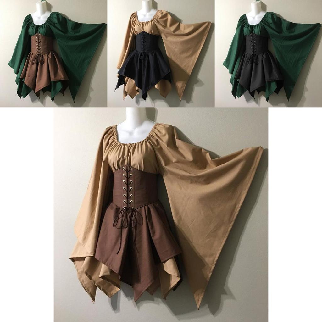 Очаровательный средневековый женский наряд лесной эльфийки феи с корсетом для магии на Хэллоуин