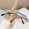 Double Beam Glasses Large Frame Metal Glasses Frame Glasses Frame Anti-Blue Flat Glasses Trendy Rimless Glasses