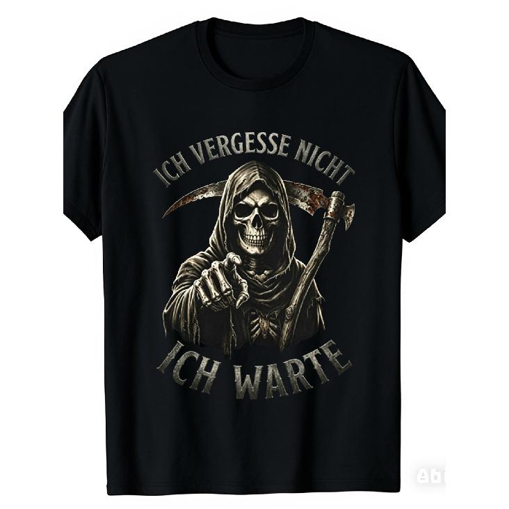 Men's Gothic Reaper Graphic Tee, Short Sleeve Crew Neck Soft Cotton Blend, Dark Skull & Scythe Print for Halloween or Casual Wear