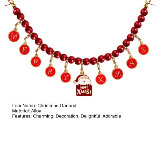 Юшэн Рождественская гирлянда из бусин Счастливого Рождества Праздничная гирлянда Винтажное украшение из эмалированных бусин для украшения дома, елки