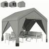 Garden Pavilion Waterproof Garden Gazebo With Robust Galvanized Steel Structure And Double Slope Roof 3x3m Gray