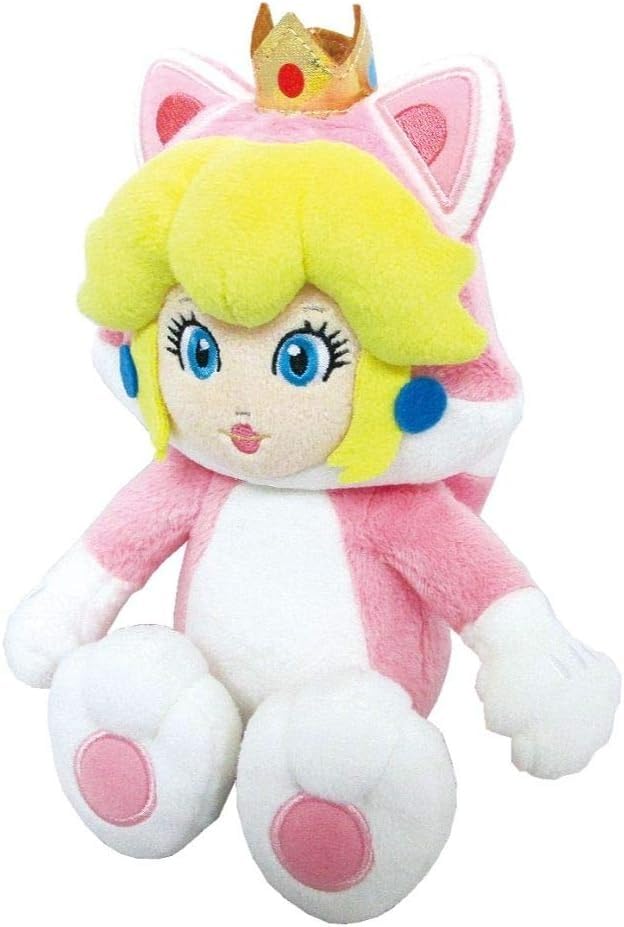 Sanei Boeki Super Mario 3D World 2-Piece Plush Set: Cat Mario (S) W14 X D12 X H24cm + Cat Peach (S) W11 X D8 X H22.5cm