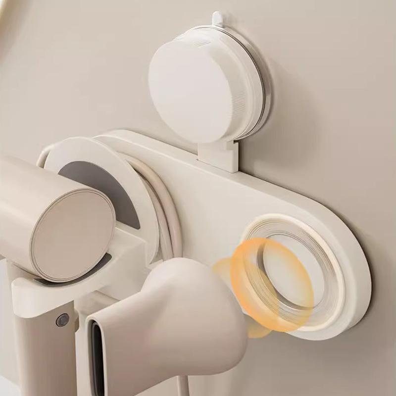 Magnetic Hair Dryer Wall Rack With Suction Cup Installation And Cable Organizer For Bathroom