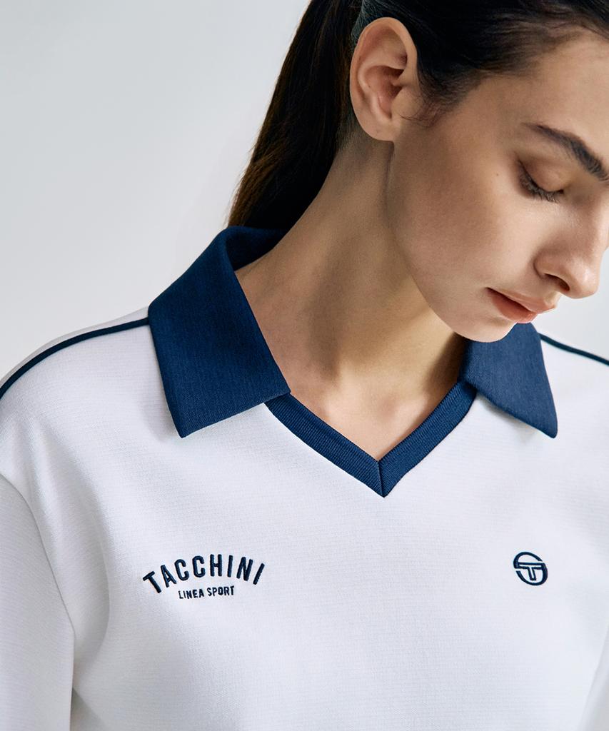 Мужская футболка-поло SERGIO TACCHINI с V-образным вырезом, длинным рукавом, из двойного трикотажа
