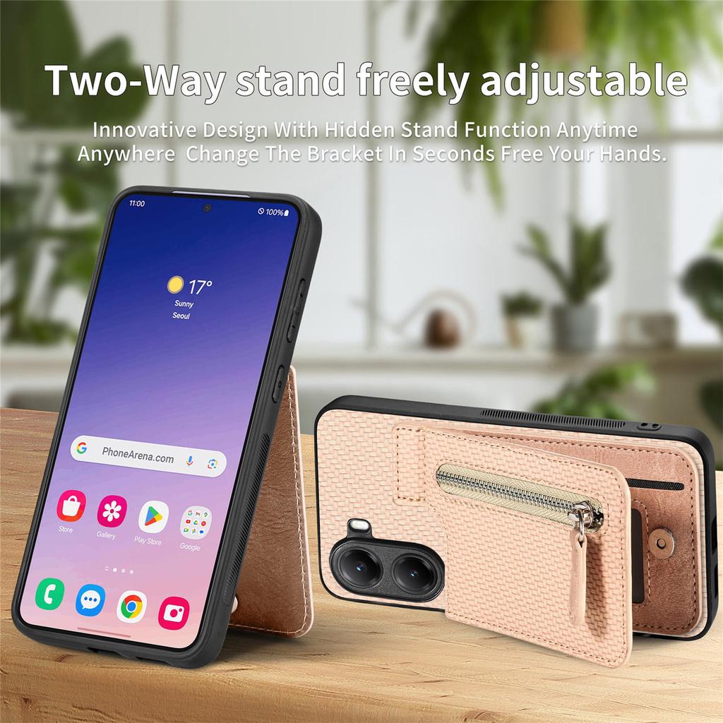 Чехол для Xiaomi Poco X7 Pro 5G / Xiaomi Redmi Turbo 4 5G, кожаная задняя крышка телефона с молнией, держателем для карт, подставкой