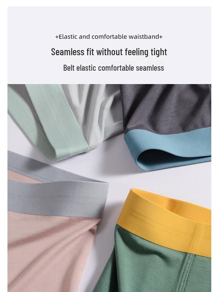 Men's Seamless Antibacterial Modal Boxer Briefs - Mid-Waist, Thin & Breathable