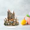 Yousheng Easter Bunny Ornament 2D Flat Acrylic Ornament Tiered Tray Decoration Castle Rabbit Figurine for Farmhouse Home Mantel Bookshelf Easter Decor