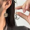 Personality Earrings Retro Silver Plated Earrings Sun Moon Pattern Dangle Earrings  Women
