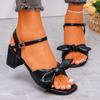 Elegant Bowtie Party High Heel Sandals Summer New Open Toe Comfortable Temperament Shoes Chunky Heels