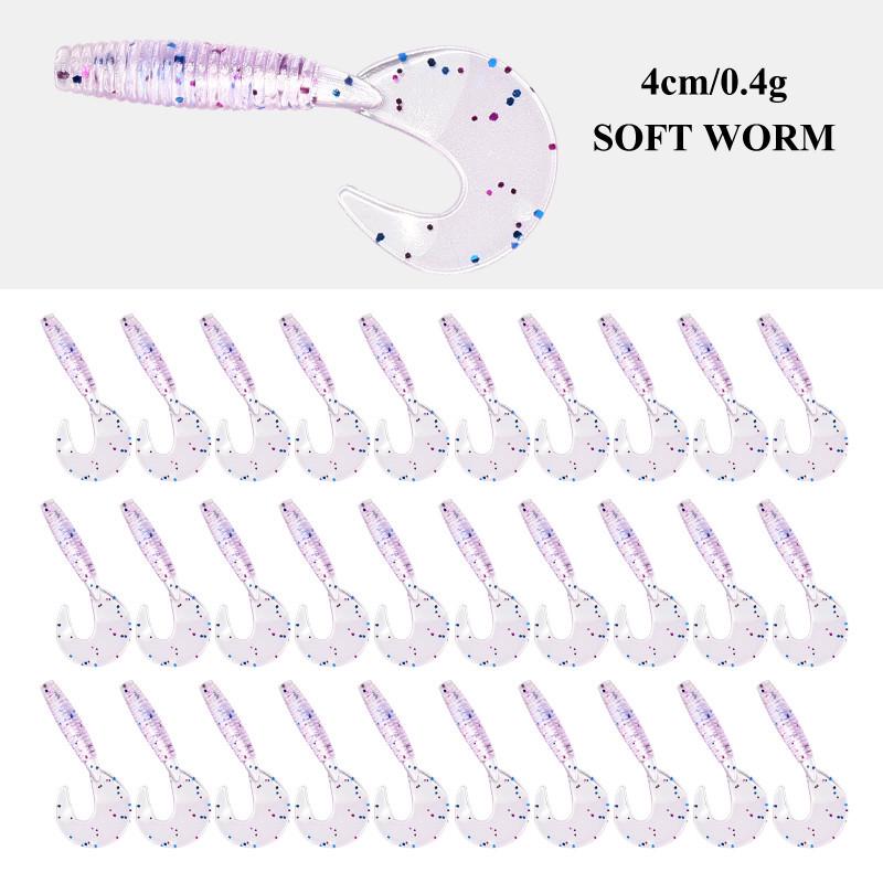 Рыболовный набор с мягкой приманкой и спиральным хвостом 4 см, грузилом и крючками