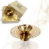 Decorative Brass Diya for Puja (Set of 1 Small 3inch Golden Round Net) Center Wick Holder Pital Akhand Deep Vilakku for Home Décor