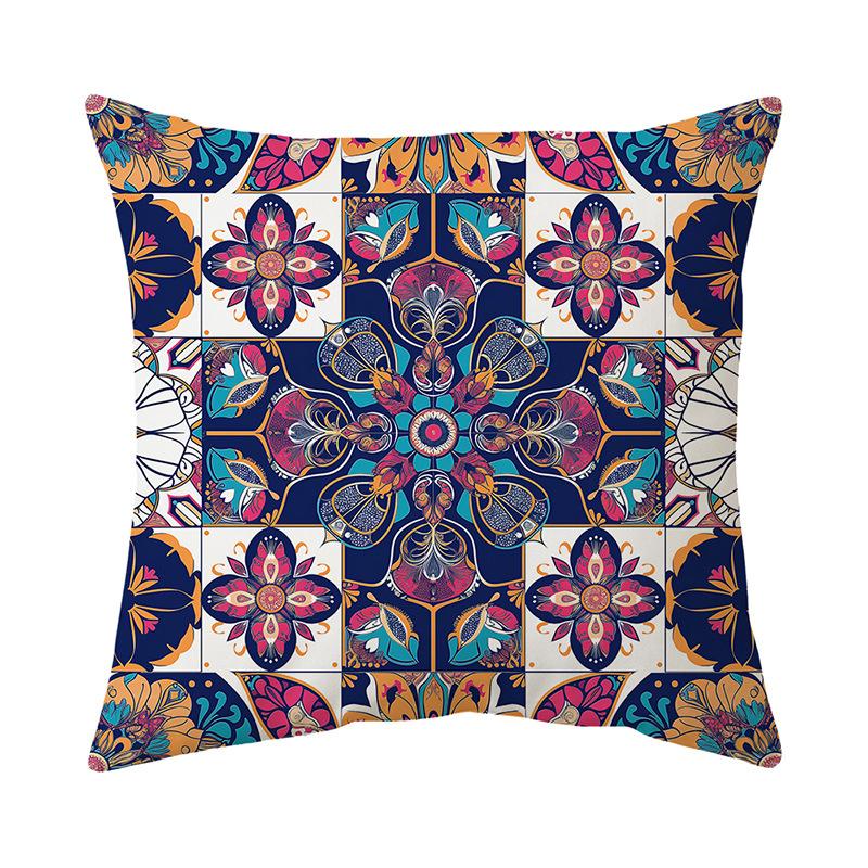 Bohemian Style Throw Pillow Cover With Short Plush And Vintage Print For Living Room Sofa Decoration Bedroom Pillow Cover