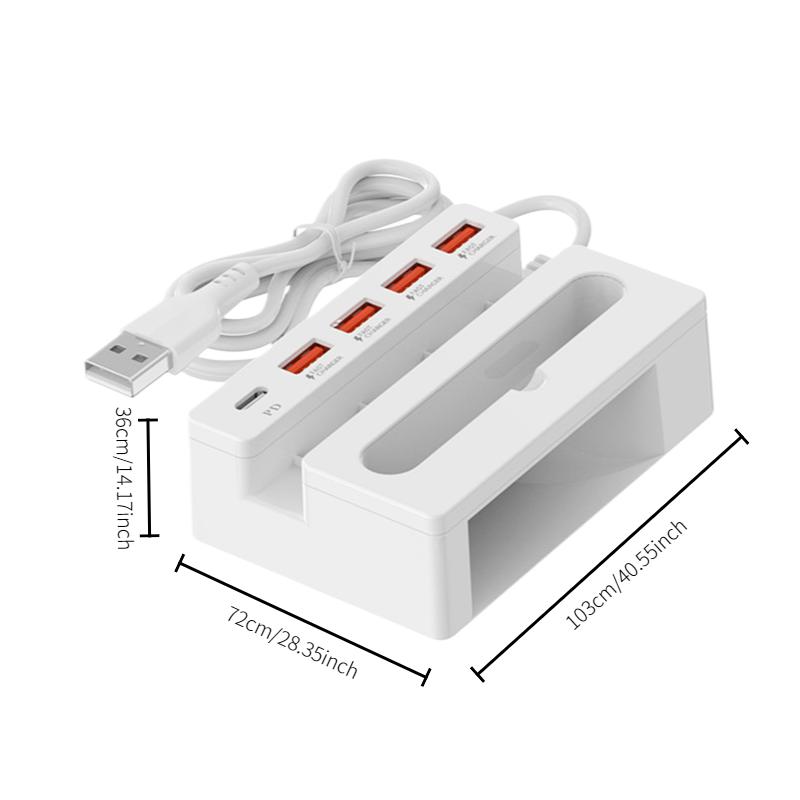 Быстрозарядная станция 65 Вт с несколькими портами, 3 порта USB-A, 1 порт Type-C, встроенная подставка для телефона, усилитель, удлинитель-зарядное устройство для мобильных телефонов, планшетов
