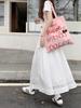Женская летняя белая юбка А-силуэта с полым кружевом - Высокая талия, Повседневная, Длинный расклешенный дизайн