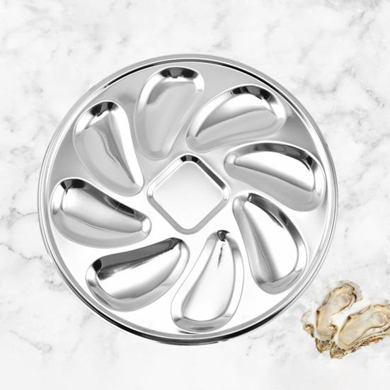 Тарелка с морепродуктами, многофункциональная пищевая тарелка в форме устриц, 8 слотов, устойчивость к ржавчине, сервировочная тарелка для устриц