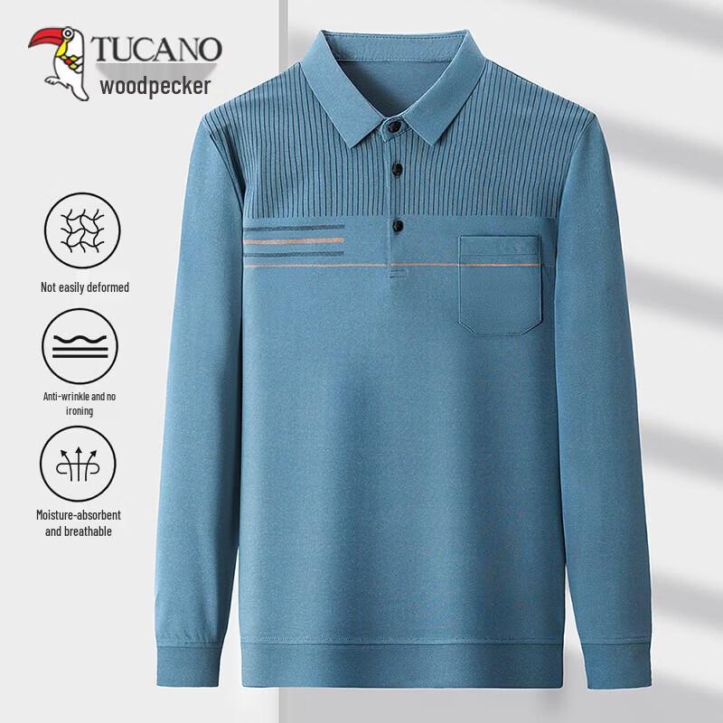Tucano Мужская рубашка-поло с длинным рукавом в стиле business casual