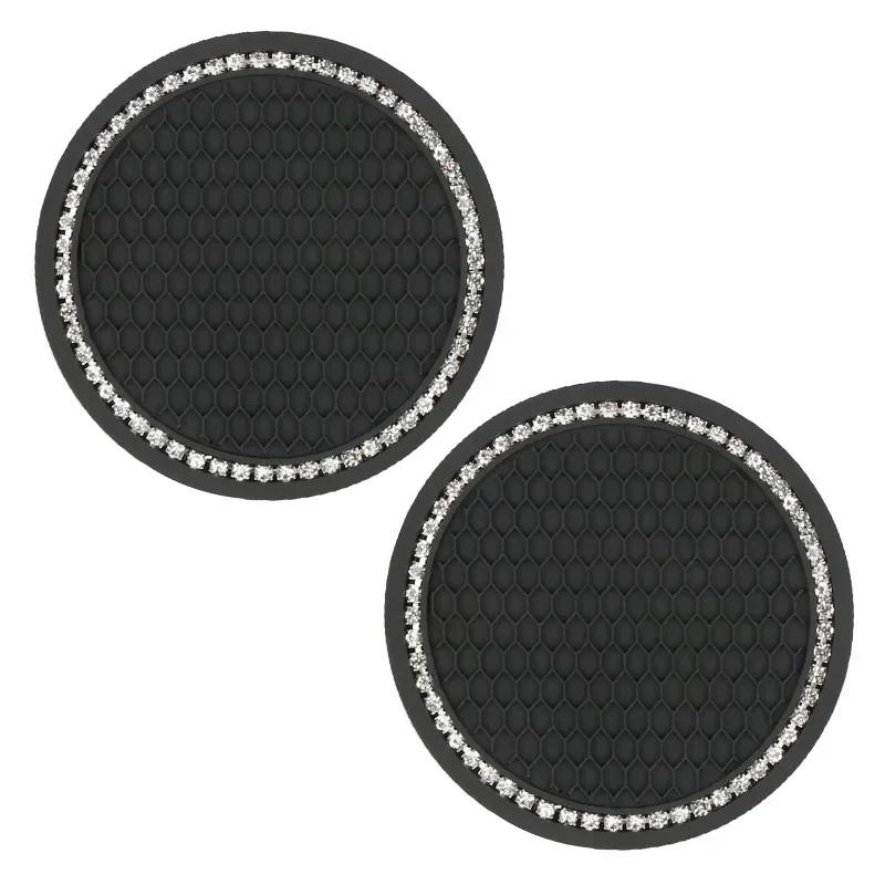 Car 2Pcs Black  Auto Cup Holder Anti Slip Insert Coasters Pads Interior Accessories Universal Fits Perfectly For Most Cups
