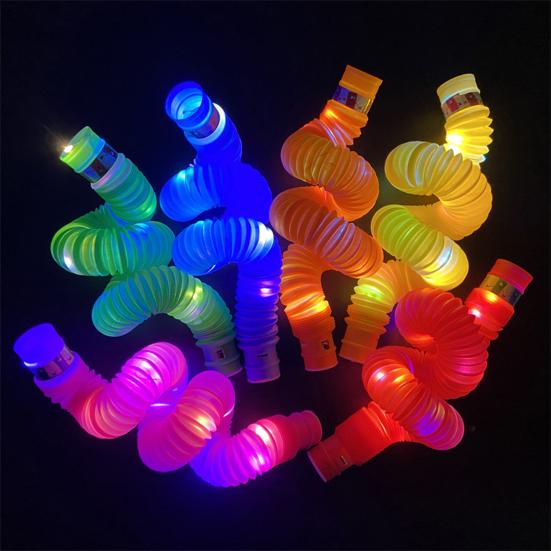 12 Pcs Glow Sticks Party Favors LED Light Up Pop Tubes Kids Toy Glow In The Dark Necklaces Bracelets Party Supplies for Birthday Christmas