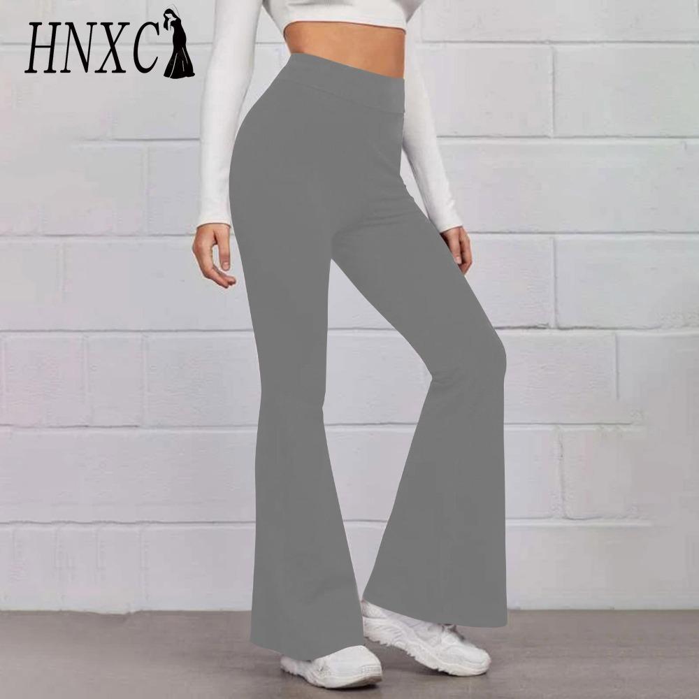 HNXC 14 цветов Женские брюки с эластичной талией и высокой посадкой Дамские однотонные спортивные расклешенные брюки Уличная одежда