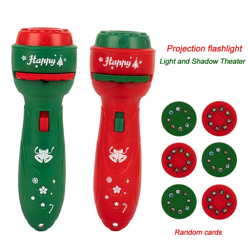Christmas Cartoon Projection Flashlight Creative Children Flashlight Toy Projector Baby Toys Bedtime Story Book Toy for Kids