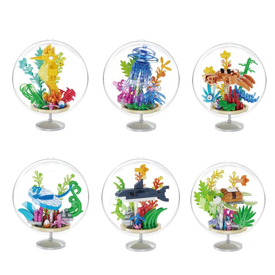 New Design Ocean Ball Pendant Educational Toys Micro Building Blocks Animals Models Kids Toys Creative Ornaments