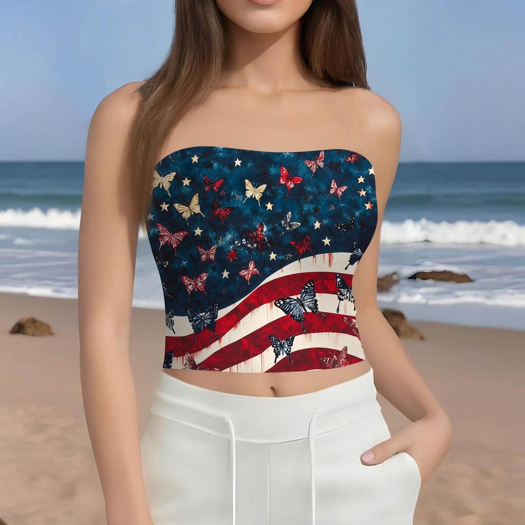 Crop Tops For Women Sexy Cami Tank Summer Tube Sleeveless Printed Camisole Shirt Vest